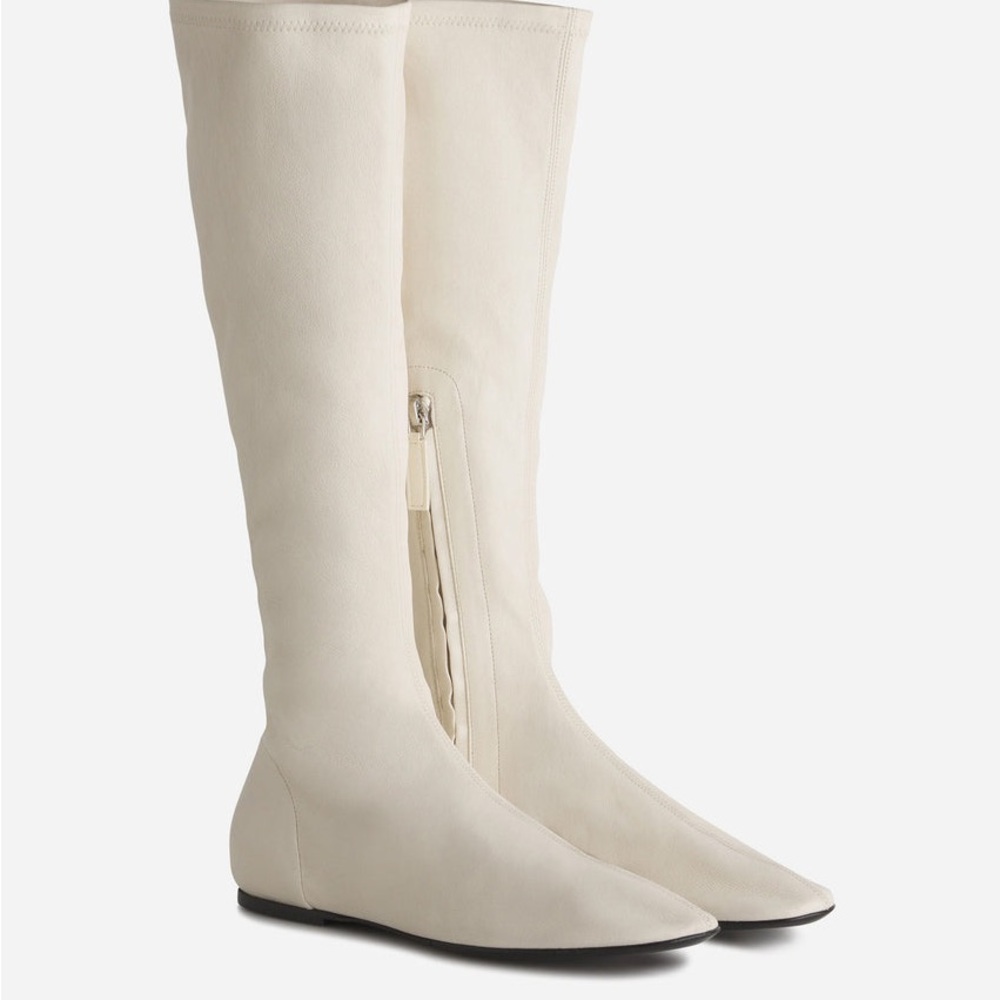 CO Ivory Stretch Leather Knee-High Bootie